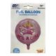 Round helium balloon printed with It's a girl and a drawing of a little girl
