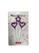 Candle with 2 hearts and a purple star