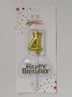 Small Gold Birthday Candle With Crown Number 4