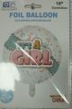 Round helium balloon with It's a girl print and random illustrations