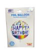 Round helium balloon with Happy Birthday print and star illustrations