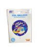 Round helium balloon with Happy Birthday print and a spac themed design