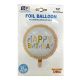 Round Helium Balloon Happy Birthday Print White Balloon Beige Edges
