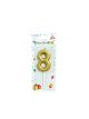 Small gold candle number 8