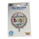 Round helium balloon printed with Welcome Baby Girl