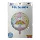 Round helium balloon with a happy birthday unicorn and rainbow print
